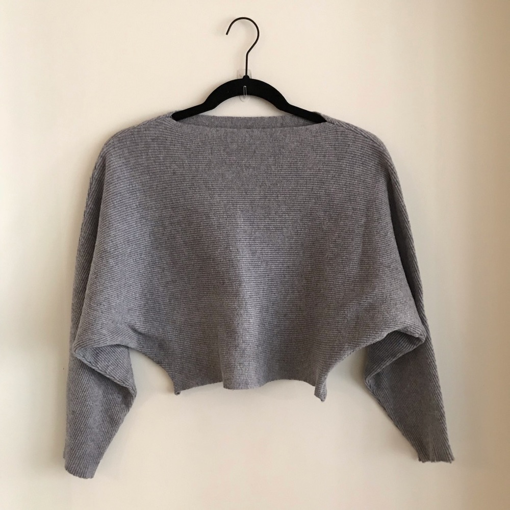 Ribbed and Cropped Batwing Sweater Top